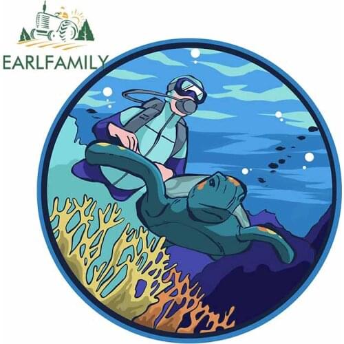EARLFAMILY 13cm x 12.7cm For Scuba Diving Vinyl Car Stickers Fashion Decal Occlusion Scratch Sunscreen Graffiti Decoration