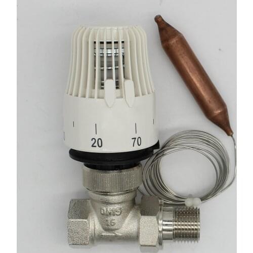 Energy saving 30-70 degree control Floor heating system thermostatic radiator valve M30*1.5 Remote controlle 2way Straight valve