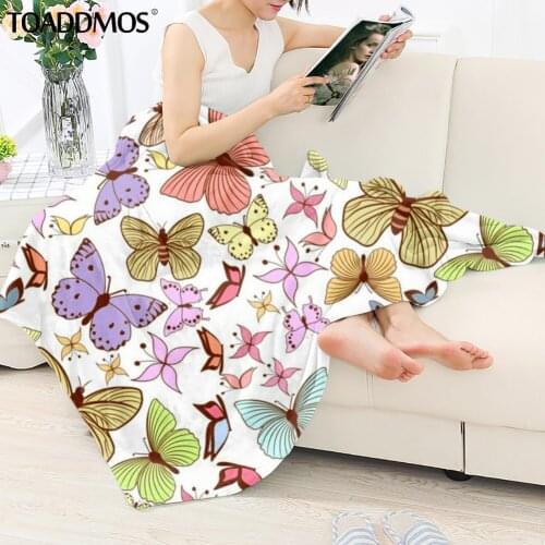 TOADDMOS Butterflies Design Fleece Blanket for Kids Adults Sofa Nap Warm Throw Blanket Comfort Knee Blanket Thin Quilt Bedding