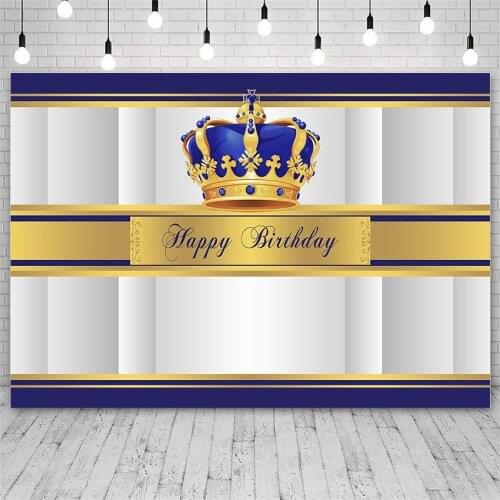 Avezano Backdrops Happy Birthday Party Crown Golden Banner Kid Photography Background For Photo Studio Photozone Photocall Decor