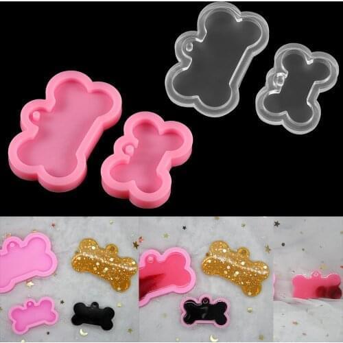 3/5cm Shiny Dog Bone Shape Silicone Mold Key Chain Pendant Moulds Clay for DIY Jewelry Making Epoxy Resin Mold Tool