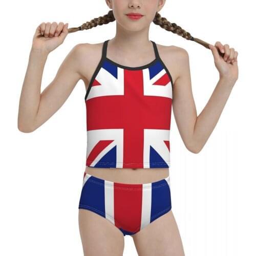 State Swimwear for Children young Girls Print Union Jack Miniskirt Biquini 2021 Wholesale Brand Girl Swimming Suit