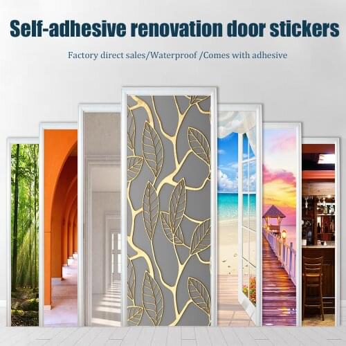 Art Wall Sticker DIY Door Stickers Home Decoration Living Room Kitchen Vinyl Mural Waterpoof Oil-proof Peel & Stick Wallpaper