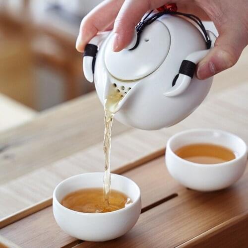 Chinese Tea Set One Pot Two Cups Ceramic Samll Teapot Teacup Set Drinkware Tea Ware