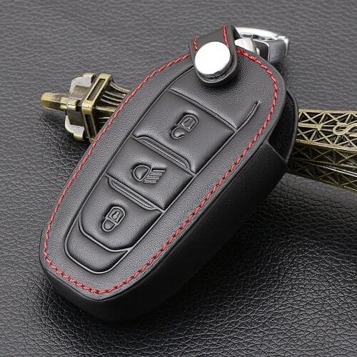 Skin Genuine Leather Smart Car Key Cover for Citroen C4 CACTUS C5 C3 C4L For Peugeot 508 301 2008 3008 408 key Case Bag Holder