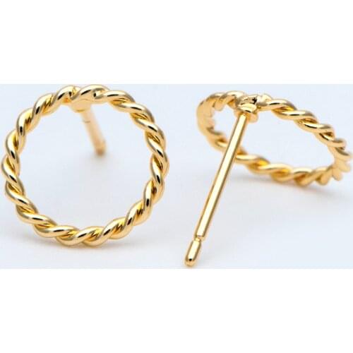 10pcs Circle Ear Posts 10mm, Gold Tone Brass, Geometric Ring Stud Earrings (#GB-939)