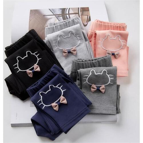 New Baby Girls Leggings Cotton PP Pants Kids Girl Pants Embroidery Cat High Waist Kids Trousers Childrens Pant Kids Leggings