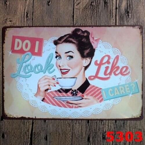 Metal Tin Sign Do I Look Like I Care Bar Pub Home Vintage Retro Poster Cafe Art 20x30CM