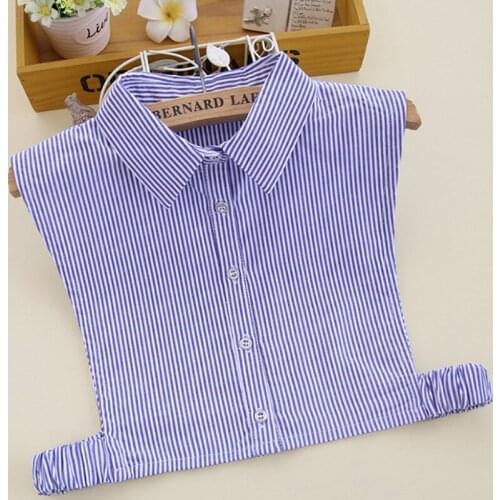 Fashion Neck Collar Stand Neck Fake False shirt Sweater fake collar Mesh lace Princess style collar Blue and White Lattice
