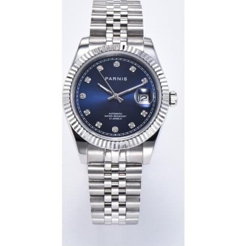 Men luxury watch,mens automatic wrist watches PARNIS man mechanical wristwatch waterproof clock steel strap relogio sapphire