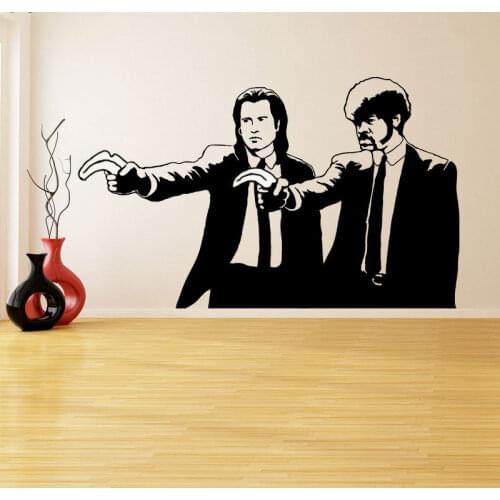 Wall Decal Vinyl Sticker Banksy Pulp Fiction Graffiti Guys with Color Banana Pistols Two Men in Dinner Jackets Art Mural DY24