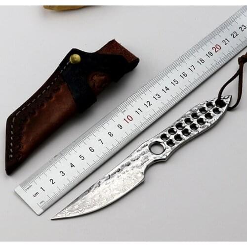 Free shipping Very sharp Outdoor Tactical Fixed knives Hand forging Damascus steel Integrated straight knife EDC tool