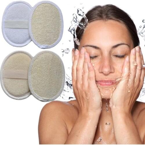 2 Colors Natural Loofah Sponge Bath Rub Exfoliate Bath Glove Oval Bath Face Towel For Household Bathroom Merchandises Dropship