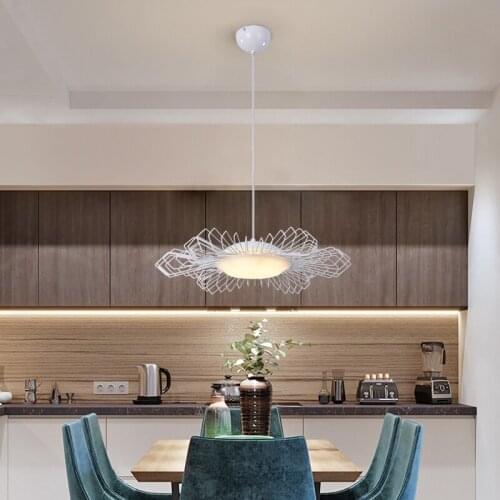 2021Line Flower Pendant Lights Art Minimalist Gold Black White Pendant Lamp for Dining Room Bedroom Livingroom Decoration