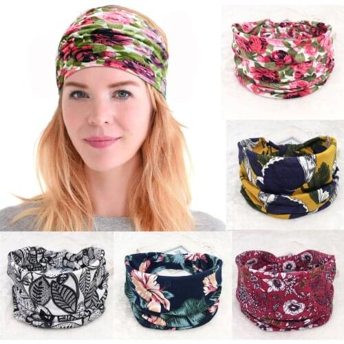 Bohemian Big Wide Cotton Headband for Women Hair Accessories Korean Soft Elastic Head Band Girl Sport Turban Hairbands