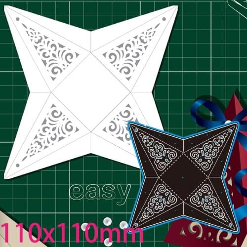 Cutting Dies Hollow Pattern Gift Box Stencil Craft for Scrapbook Stamps Dies Embossing Paper Gift Card 110*110mm