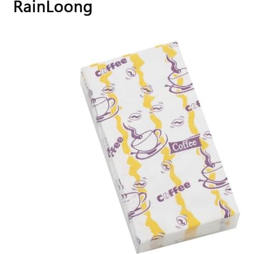 [RainLoong] Coffee Printed Pocket Napkin Tissue Handkerchiefs Paper For Decoration Personal Care 21*21cm 5packs (10pcs/pack)