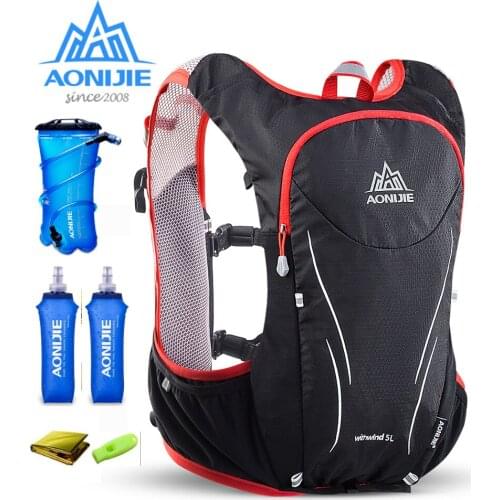AONIJIE C928 500ML 2PCS 5L Hydration Backpack Bag Vest Harness for 2L Water Bladder Hiking Camping Running Marathon Race Sports