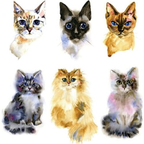 Cat Cartoon Temporary Tattoo Sticker Waterproof Watercolor Girls Women Kids Children Party Favor Makeup