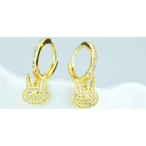 Hot new style bunny earrings fashion hip-hop animal jewelry cubic zirconia rabbit ear ring jewelry