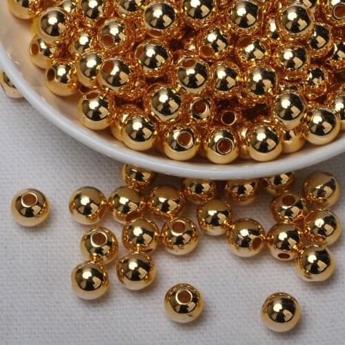 Gold Planted Stainless Steel Natural Bead Shily Gold CCB Ball