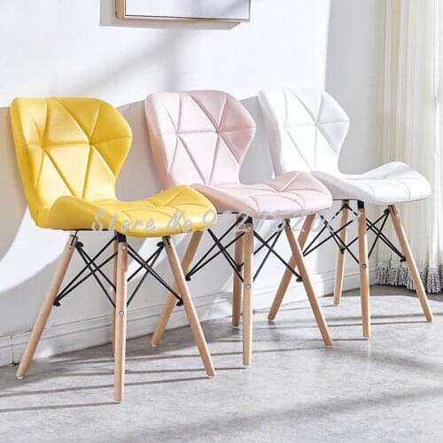 Solid wood chair nordic home lazy computer backrest makeup stool fabric ins net red chair modern minimalist dining chair