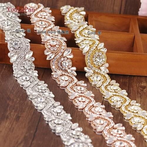 YouLaPan S164 1PCS Rhinestone Bridal Belts Applique Crystal Patches for Women Dresses Handmade Bridal Accessories Wedding Belt