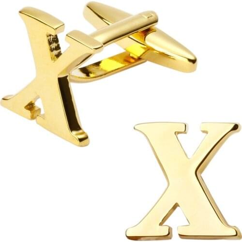 New high quality brass plated letters X Cufflinks Mens Jewelry shirt cuff Cufflinks twins English letters