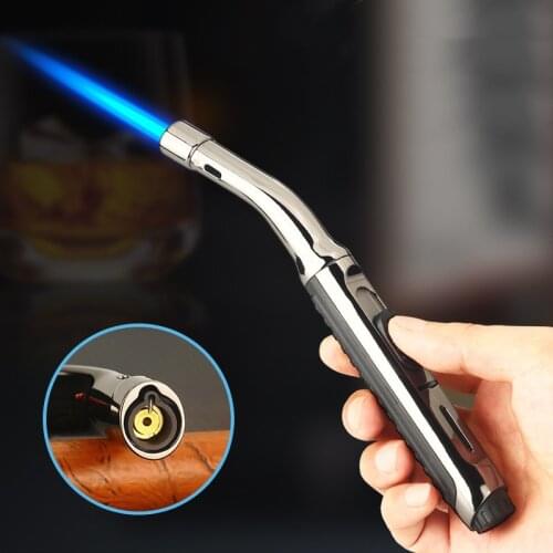 BBQ Kitchen Cigar Cigarette Lighter Visible Gas Window Metal Windproof Spray Gun Turbo One Key To Lock The Flame Lighter