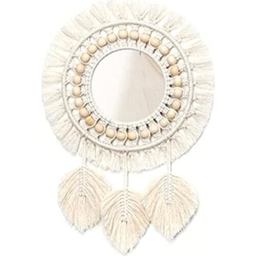 New Round Mirror Macrame Mirror Wall Boho Home Decor for Apartment Living Room Bedroom Baby Nursery Dorm