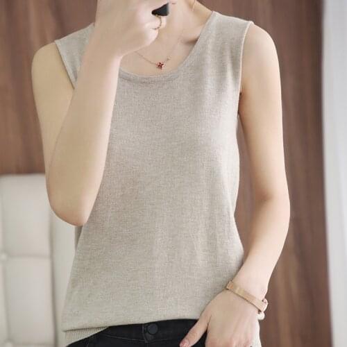 100% Cotton T-Shirt Base Wild Short Paragraph Loose Loose Sweater Vest Female Summer Outerwear Womens Pullover Sweater