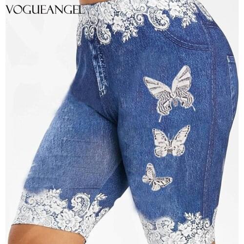 Women Casual Highstreet Butterfly Cow Print Skinny Short Legging Summer Modern Lady Hip Sports High Waist Shorts Riding Legging