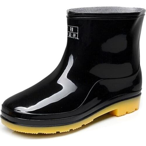 Winter Fashion Men Rain Boots PVC Non-slip Work Water Shoes Waterproof Wear-resistant Rubber Shoes Casual Man Middle Rainboots