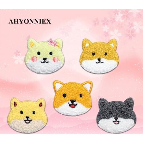 AHYONNIEX 1PC Cute Dog Patches for Bag Jeans Small Cartoon Shiba Iron On Patches for Clothes DIY Babys Clothing Patches