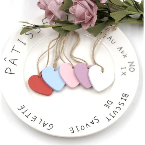 10pcs 40mm Wood Heart Pendant Tags For Vintage Wedding Birthday Party Tables Place Names Decorations 5 Colors