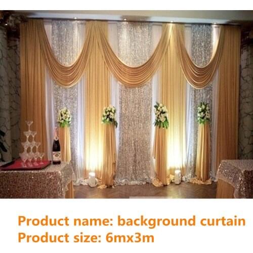 10x30ft party stage backdrops for wedding decoration background curtains silver sequin backdrop with swags