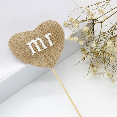 2pcs Mr Mrs Wedding Burlap Pull Flag Vintage Rustic Wedding Decoration Table Bridal Shower Festive Event Party Diy Supplies