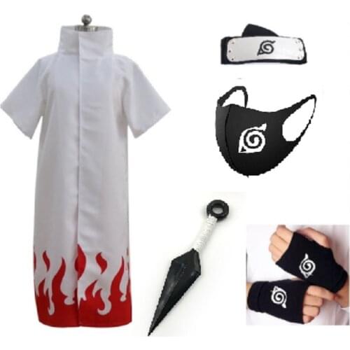 2021 Shippuden Cosplay Cloak 4th Hokage Cloak Robe White Cape Dust Unisex Fourth Hokage Namikaze Minato Uniform Mask Darks
