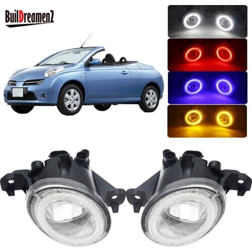 Car Front Fog Light LED Angel Eye Daytime Running Light DRL 4000LM 12V For Nissan Micra March C+C (K12) Convertible 2005-2015