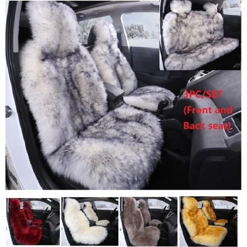 JXLCLYL 100% Australian Pure Natural Fur Seat Cover 5 Seats Whole Vehicle Seat Cover Sheepskin Winter Car Cushion