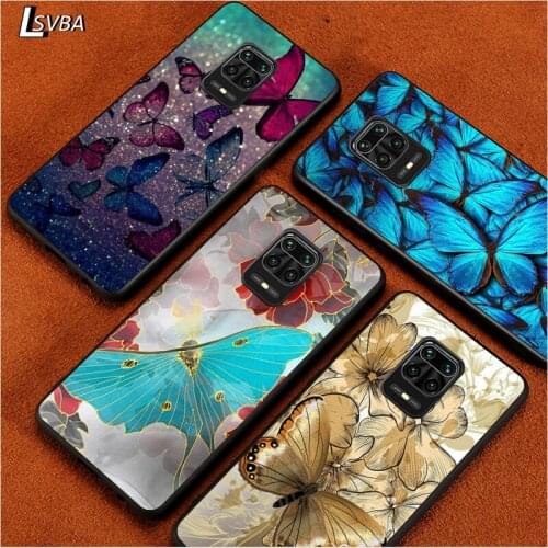 Butterfly on flower for Redmi K30 K30S K30T K20 10X 9i 9 9A 9C GO 8A 8 7 6 6A 5A 4X S2 Pro Plus Ultra Black Phone Case