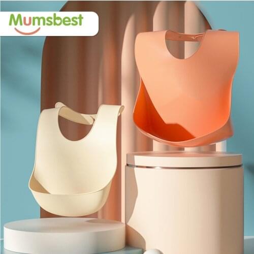 Pure Silicone Baby Bibs Easily Wipe Clean Waterproof Comfortable Soft Waterproof Bib Keeps Stains Off for Eating and Feeding