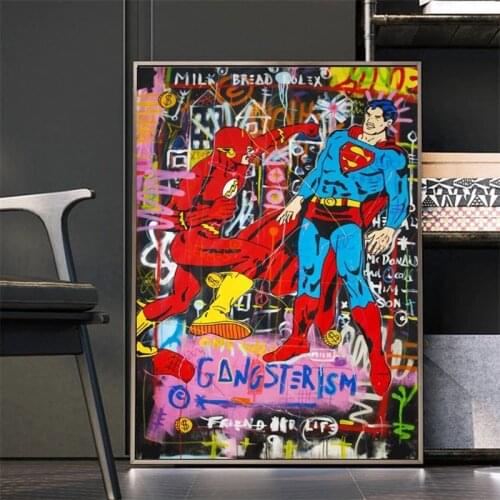 Disney Graffiti Art Posters Prints Figure Painting Canvas Wall Art Super Hero Fighting Picture Room Decoration Moive Posters