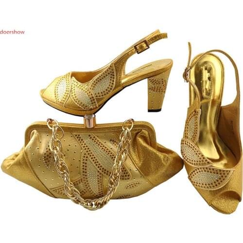 Doershow New Arrival African Shoes And Bag Set Fashion high qualityWomen Pumps Matching Handbag For Party Free Shipping LULU1-35