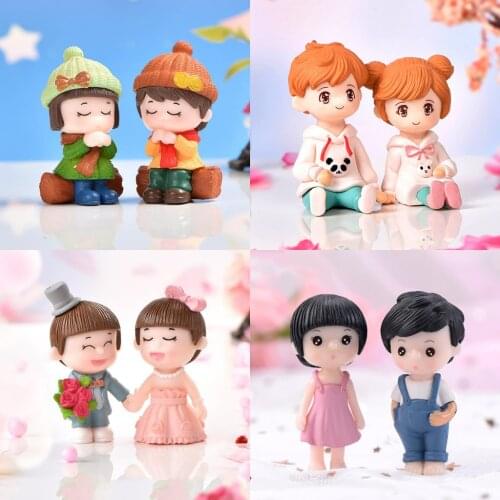 2pcs/Set Figures Lover Couple DIY Mini Fairy Garden Ornament Doll Couple Gift Figurines Miniature Home Decoration