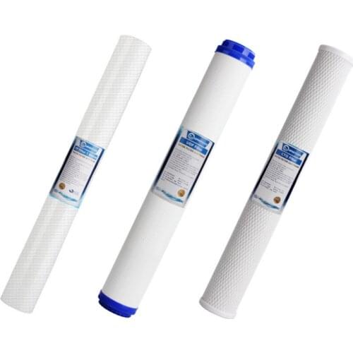3 Levels 20 inch Water Filter Sets 1 Micron PPF/Sediment+UDF/GAC Granular Activated Carbon+Carbon Block CTO Osmosis Purifier