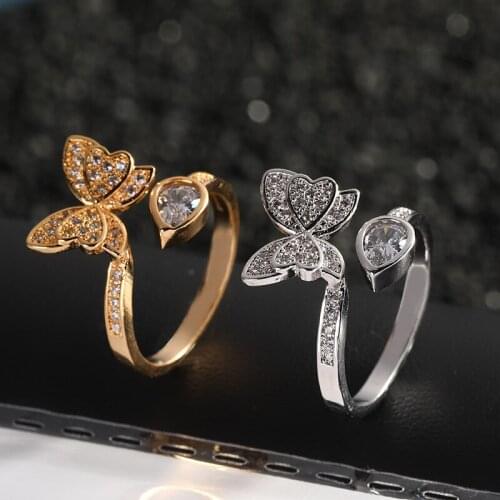 Funmode Beauty Butterfly Open Adjustable Rings For Women Secret Compartment Accessories Wholesale FR149