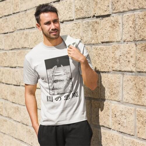 Praying Astronauts Chainsaw Man T-Shirt for Men Manga Denji Devil Anime Vintage Tees Round Collar T Shirt Printed Clothing