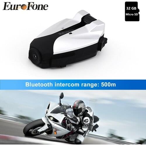 EuroFone Motorcycle Helmet Bluetooth Headsets 4 Riders Intercom Skiing Interphone 720P Video Recorder Dash Camera