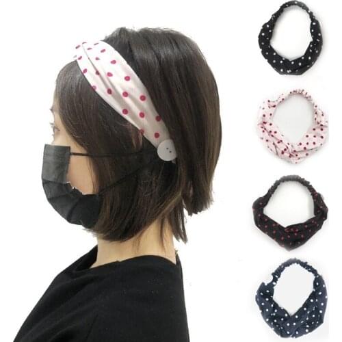 Headwear Headband Women Polka Dots Ladies Turban Mask Buttons Bandeau Fillet Mujer Scrunchie Hair Accessories резинки для волос